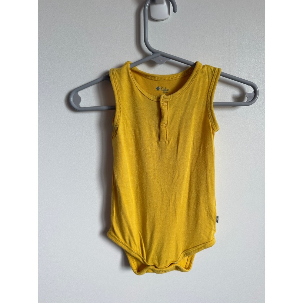 Kyte Baby Sleeveless Henley Bodysuit Marigold 0-3M